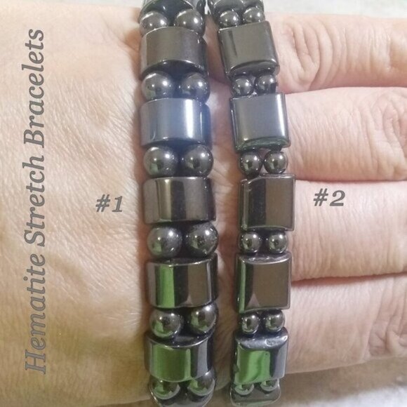Handmade Jewelry - Gray Hematite Stretch Bracelets 7" + 7.5" + Custom Sizes Available! Pick Yours!